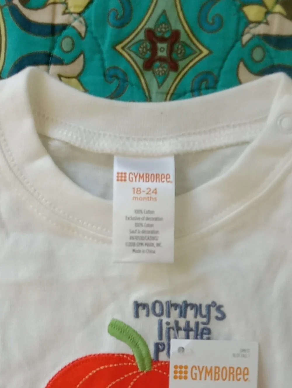 Gymboree White Long-Sleeve Bodysuit with Orange Pumpkin